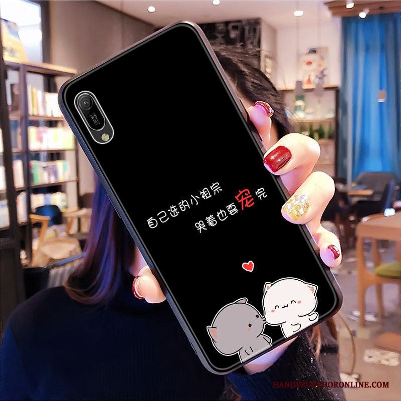 Huawei Y6 2019 Tecknat Silikon Skal Telefon Pulver Fodral Blommor Mjuk