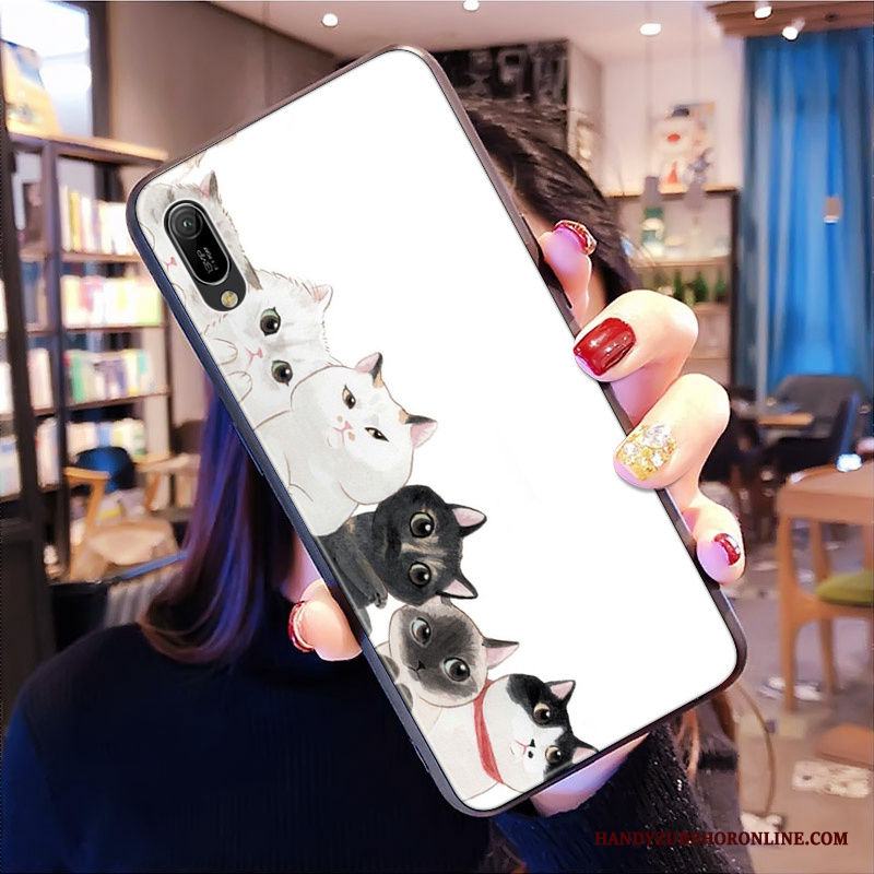 Huawei Y6 2019 Tecknat Silikon Skal Telefon Pulver Fodral Blommor Mjuk