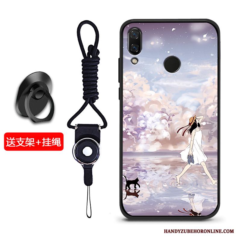 Huawei Y7 2019 Skal Blå Nubuck Skydd Mobil Telefon Silikon Mjuk Fodral