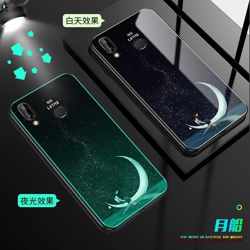 Huawei Y7 2019 Skal Telefon Blå Fallskydd Glas Personlighet Lysande All Inclusive