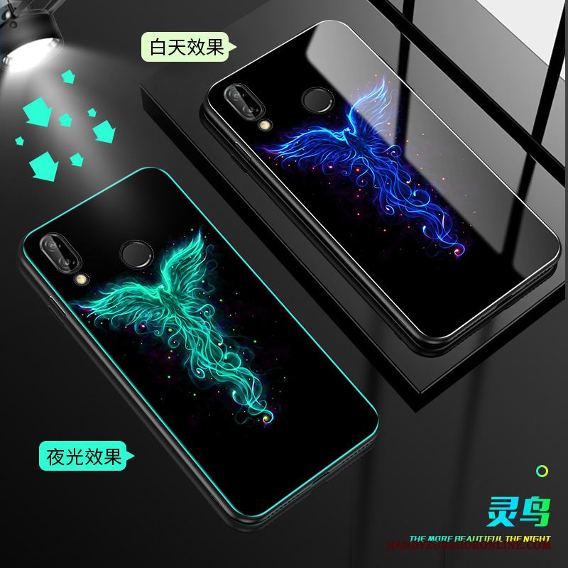 Huawei Y7 2019 Skal Telefon Blå Fallskydd Glas Personlighet Lysande All Inclusive