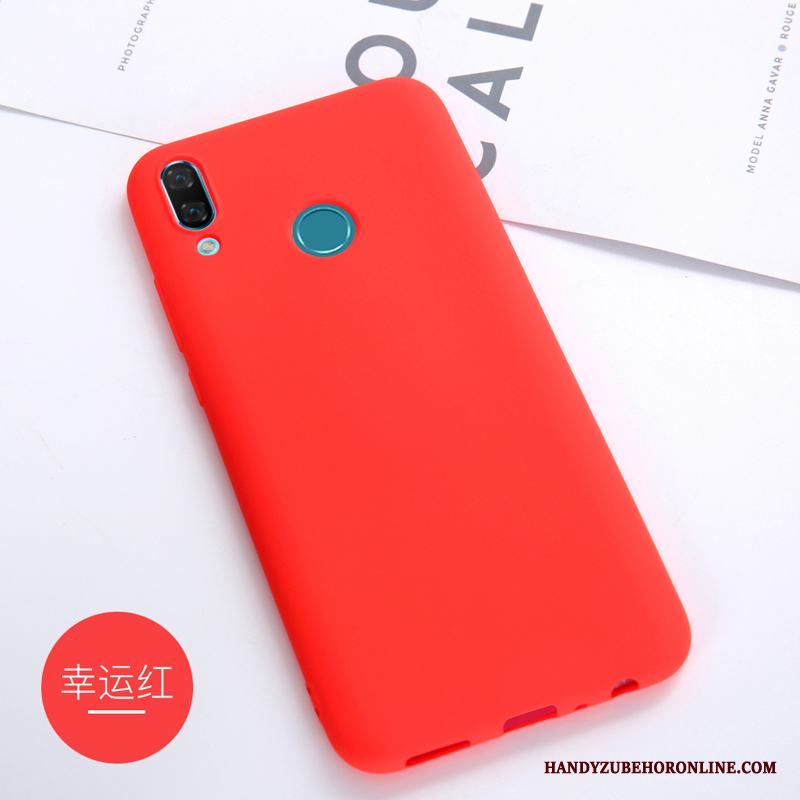 Huawei Y7 2019 Skydd Röd Mjuk Skal Telefon Fallskydd Business Solid Färg