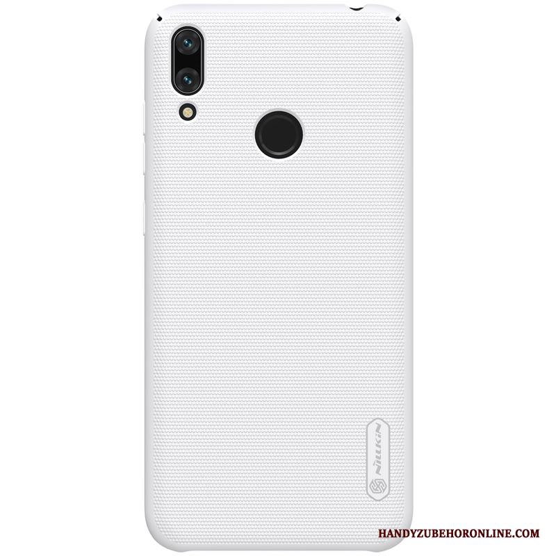 Huawei Y7 2019 Vit Fallskydd Guld Fodral Skal Telefon Nubuck