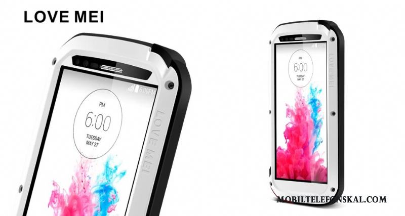 Lg G3 Skal Telefon Fallskydd Härdat Glas Silikon Tre Försvar Svart Metall