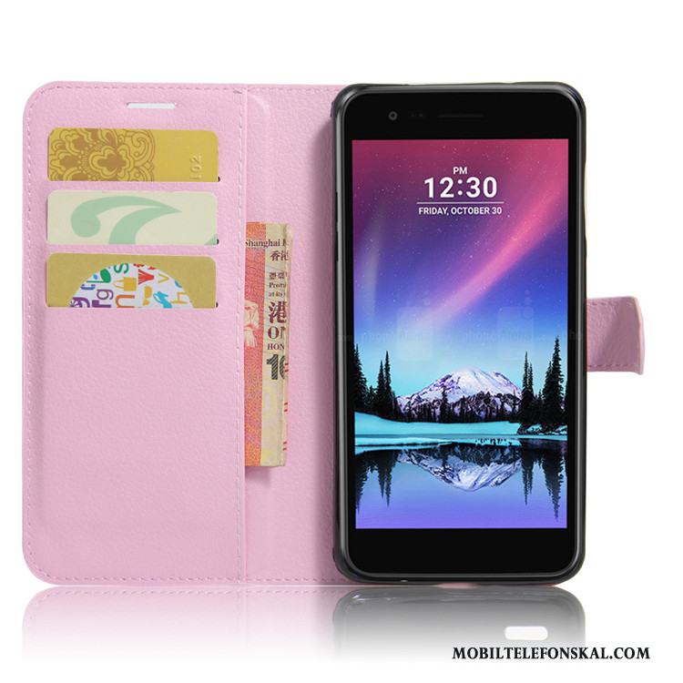 Lg K10 2017 Fallskydd Röd Plånbok Skal Telefon Fodral Kort Läderfodral