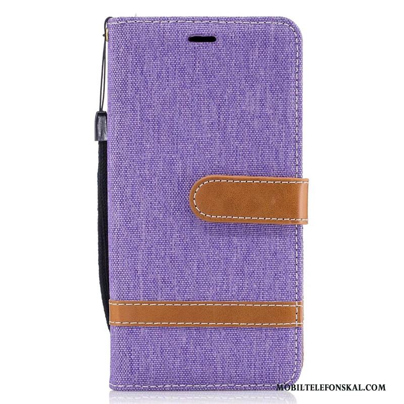 Lg K8 2017 Skal Denim Täcka Skydd Mobil Telefon Blå Fodral Plånbok