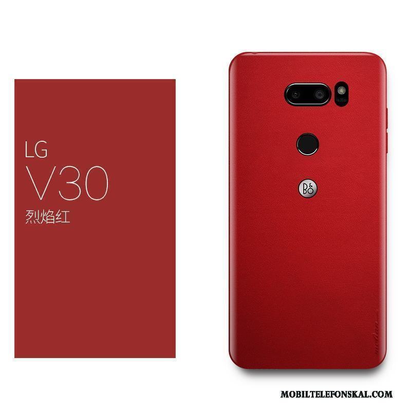 Lg V30 Skal Kreativa Lyxiga Röd Fodral All Inclusive Äkta Läder Skydd