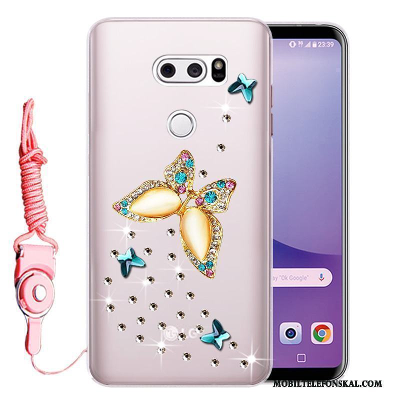 Lg V30 Skydd Mjuk Skal Telefon Fallskydd Fodral Rosa Strass