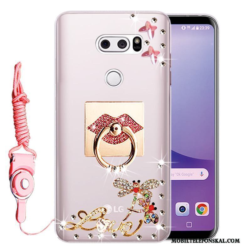 Lg V30 Skydd Mjuk Skal Telefon Fallskydd Fodral Rosa Strass