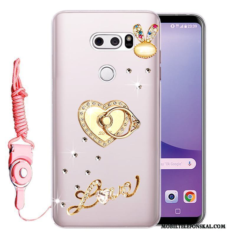 Lg V30 Skydd Mjuk Skal Telefon Fallskydd Fodral Rosa Strass