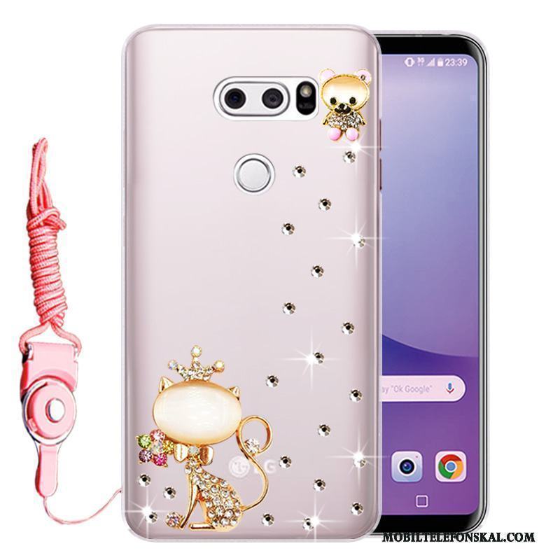 Lg V30 Skydd Mjuk Skal Telefon Fallskydd Fodral Rosa Strass