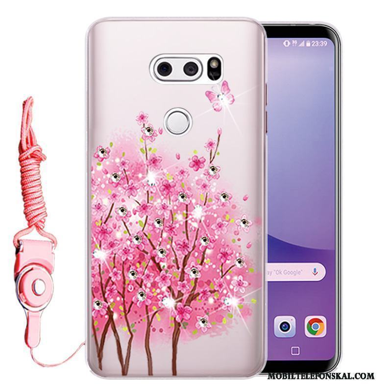 Lg V30 Skydd Mjuk Skal Telefon Fallskydd Fodral Rosa Strass