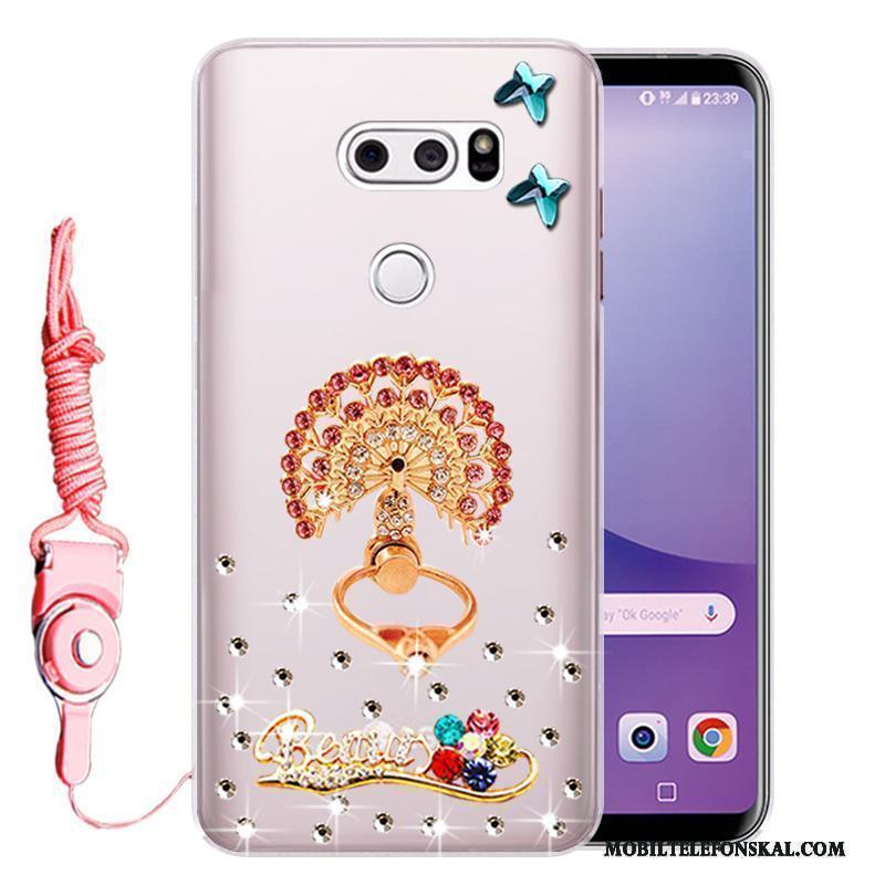 Lg V30 Skydd Mjuk Skal Telefon Fallskydd Fodral Rosa Strass