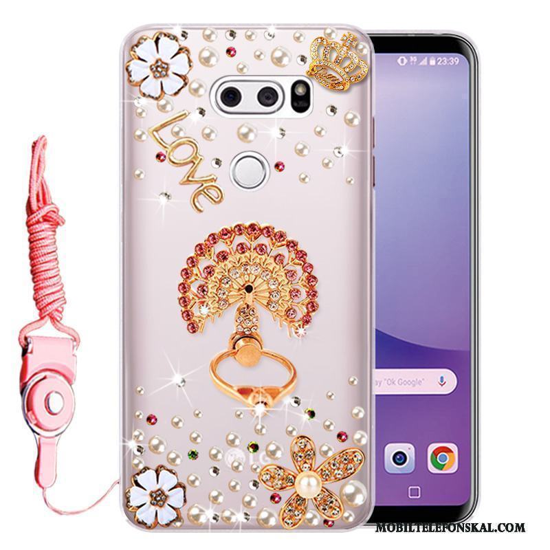 Lg V30 Skydd Mjuk Skal Telefon Fallskydd Fodral Rosa Strass