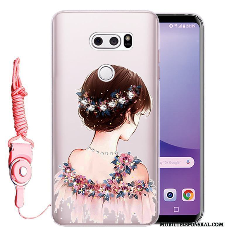 Lg V30 Skydd Mjuk Skal Telefon Fallskydd Fodral Rosa Strass