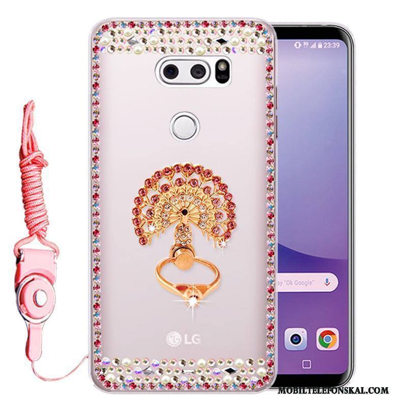 Lg V30 Skydd Mjuk Skal Telefon Fallskydd Fodral Rosa Strass