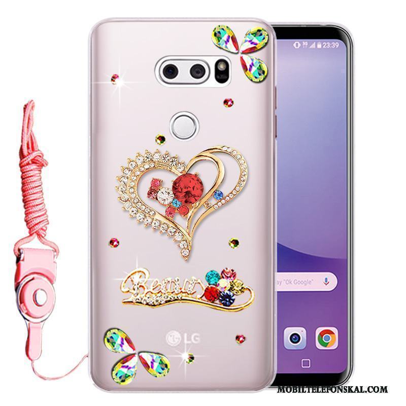 Lg V30 Skydd Mjuk Skal Telefon Fallskydd Fodral Rosa Strass