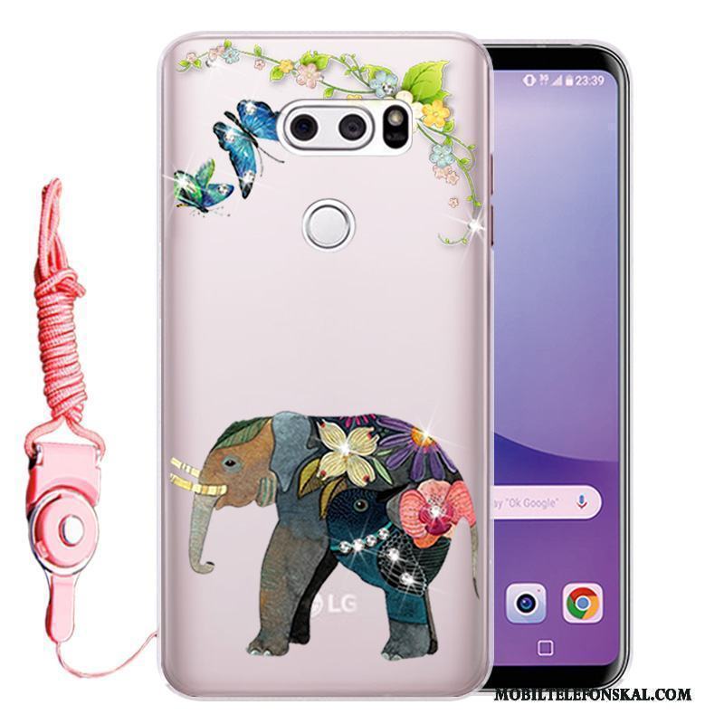 Lg V30 Skydd Mjuk Skal Telefon Fallskydd Fodral Rosa Strass