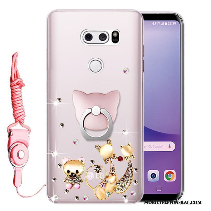 Lg V30 Skydd Mjuk Skal Telefon Fallskydd Fodral Rosa Strass