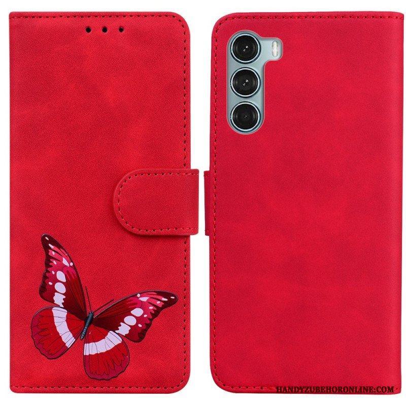 Läderfodral Moto G200 5G Skin-touch Butterfly