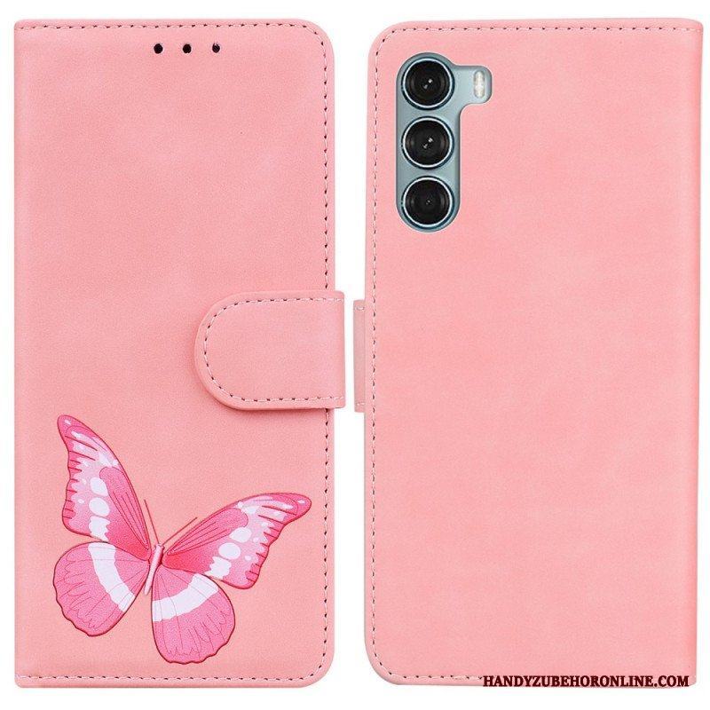 Läderfodral Moto G200 5G Skin-touch Butterfly