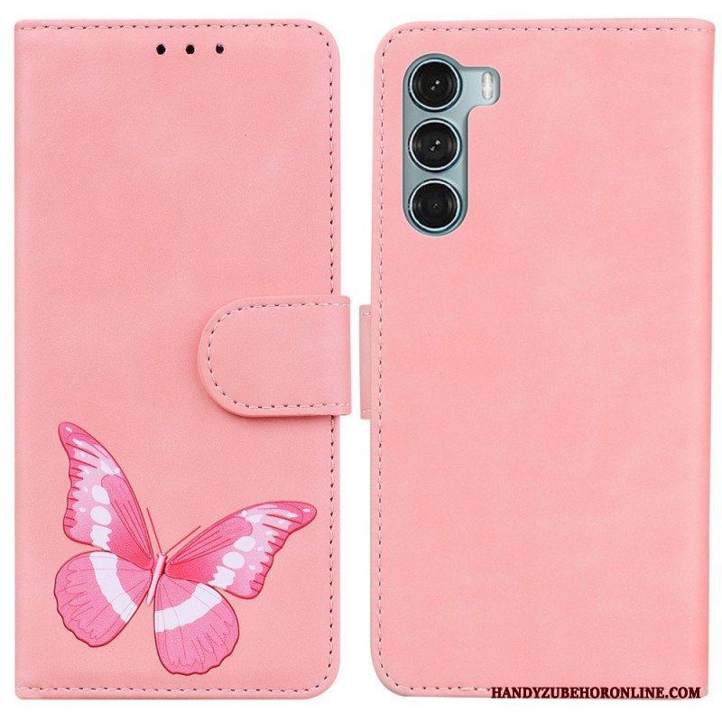 Läderfodral Moto G200 5G Skin-touch Butterfly