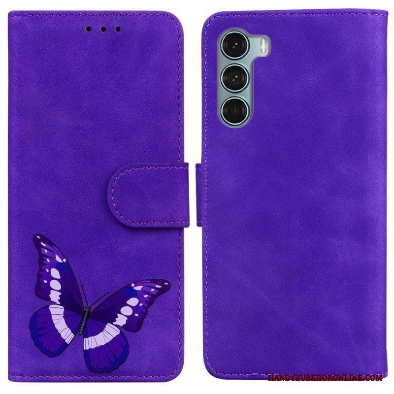 Läderfodral Moto G200 5G Skin-touch Butterfly