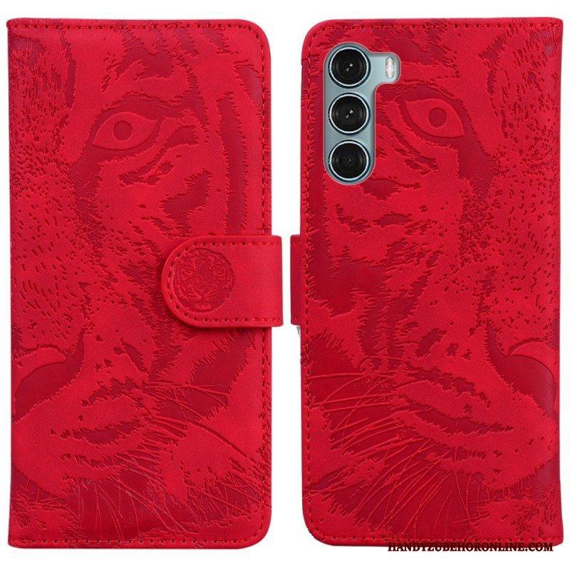 Läderfodral Moto G200 5G Tiger Face Print