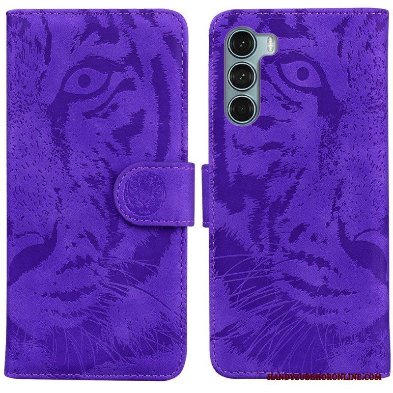 Läderfodral Moto G200 5G Tiger Face Print