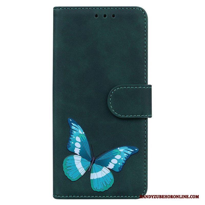 Läderfodral iPhone 15 Plus Fjäril I Läderimitation