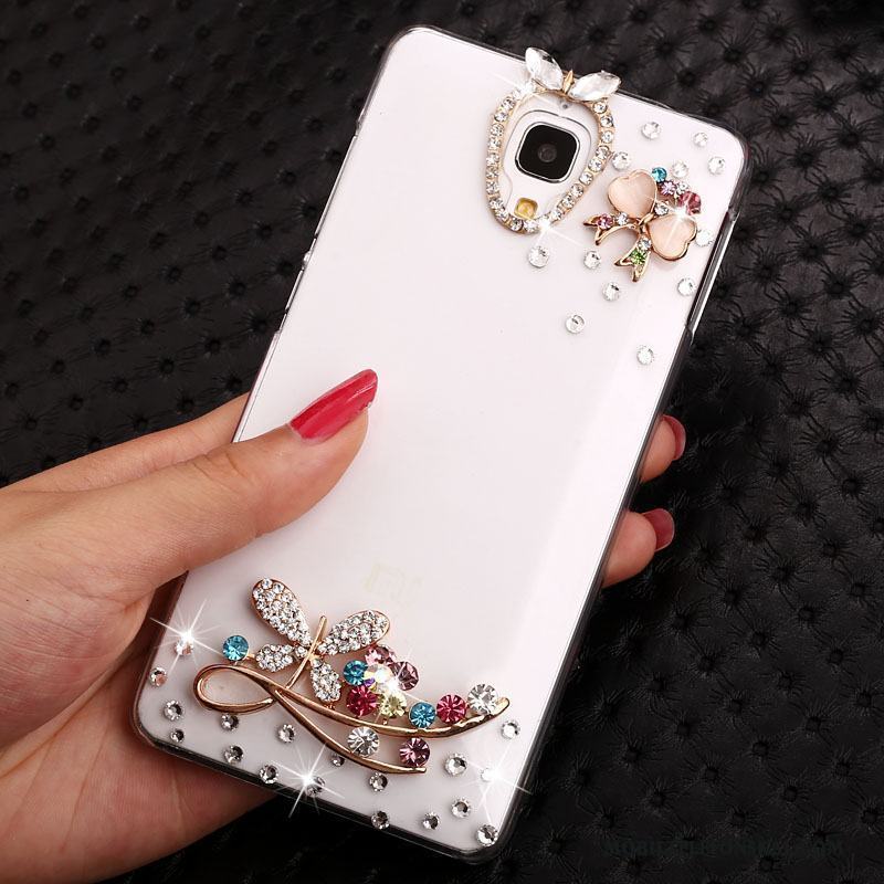 Mi 4 Transparent Tecknat Strass Skal Trend Telefon Guld