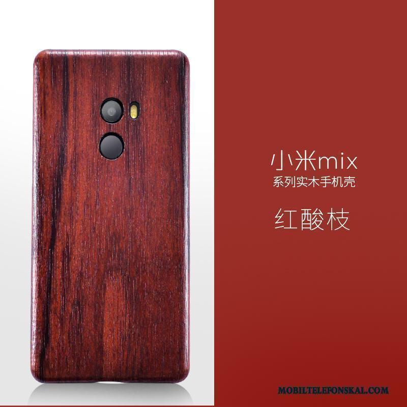 Mi Mix 2 Skal Telefon Slim Röd All Inclusive Trä Wood Skydd