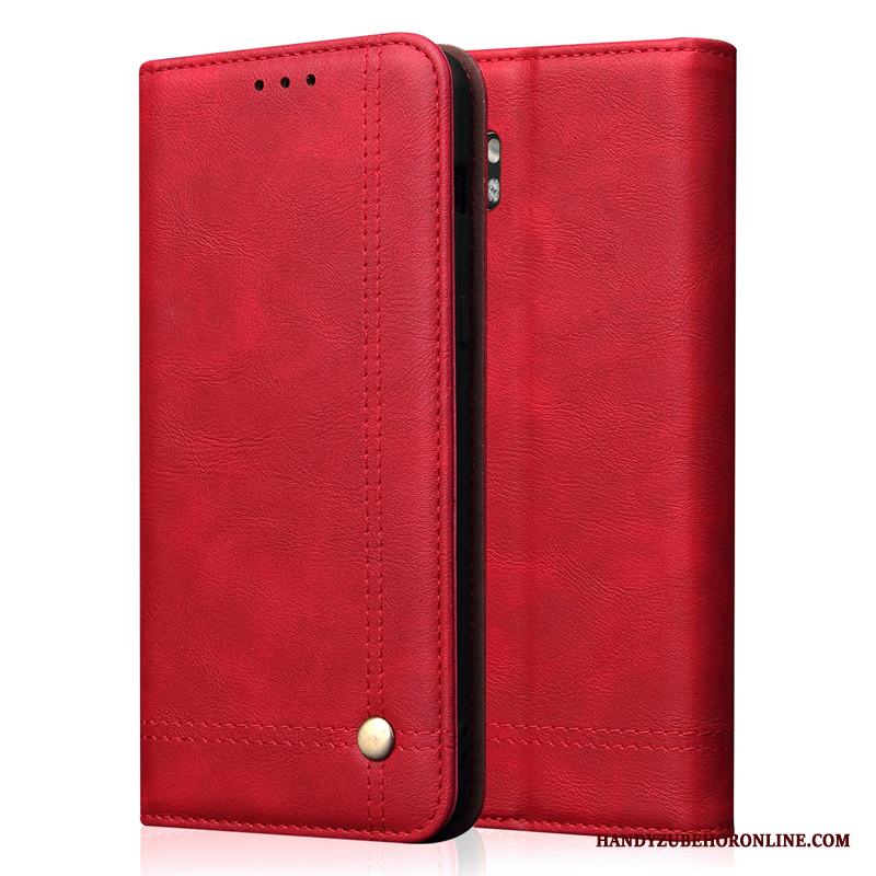 Mi Note 10 Röd Skal Telefon Äkta Läder Täcka Fodral Fallskydd Business
