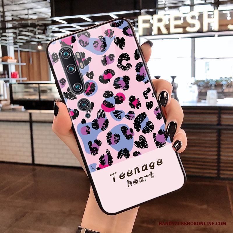 Mi Note 10 Spegel Leopard Skal Telefon Liten Glas Kreativa Rosa