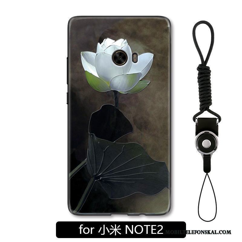 Mi Note 2 Lyxiga Skal Telefon Konst Blommor Bläck Målning Liten Fodral