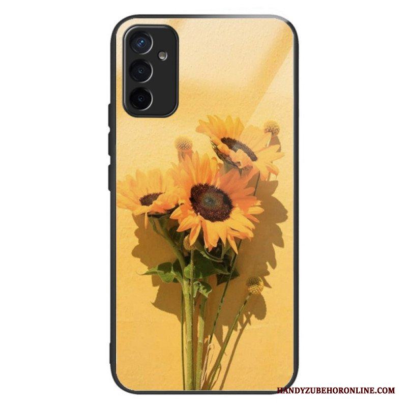 Mobilskal Samsung Galaxy M13 Solblommor Härdat Glas