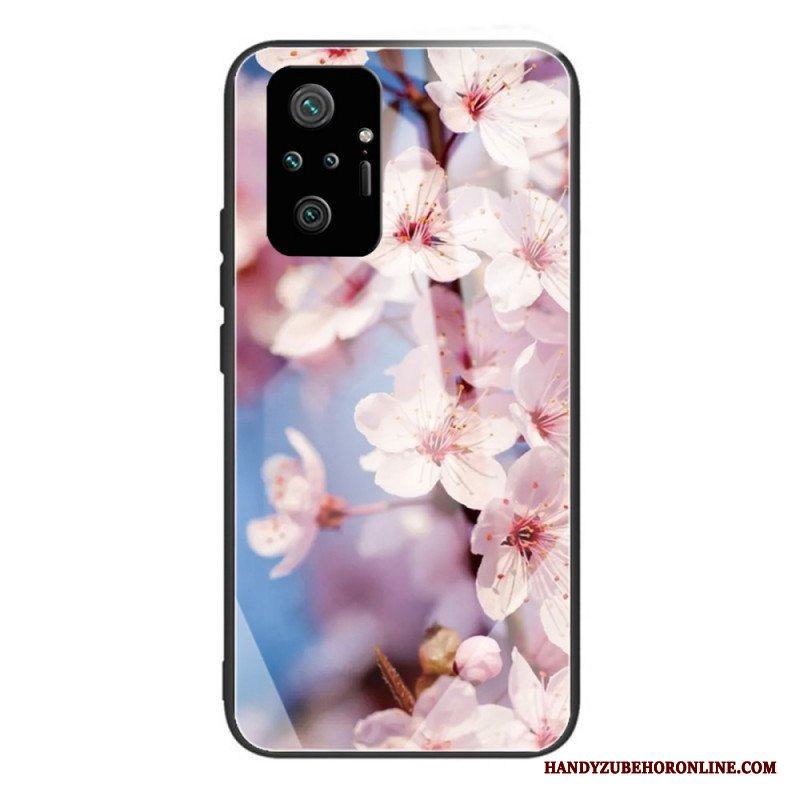 Mobilskal Xiaomi Redmi Note 10 Pro Realistiska Blommor I Härdat Glas