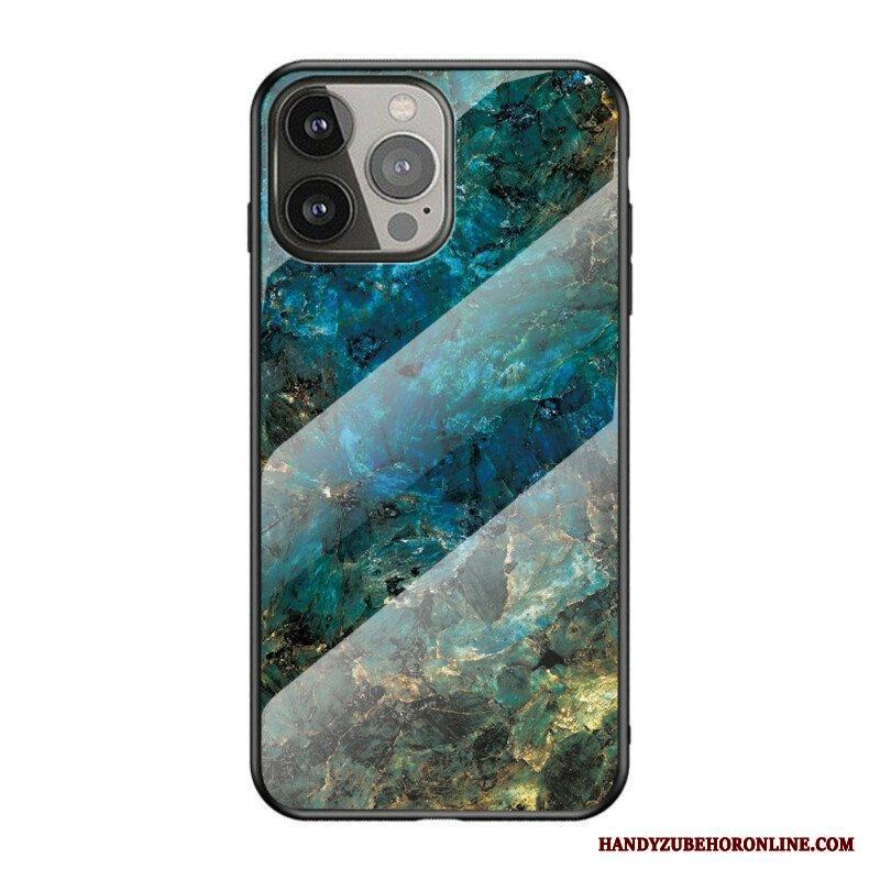 Mobilskal iPhone 13 Pro Marmorfärger Härdat Glas