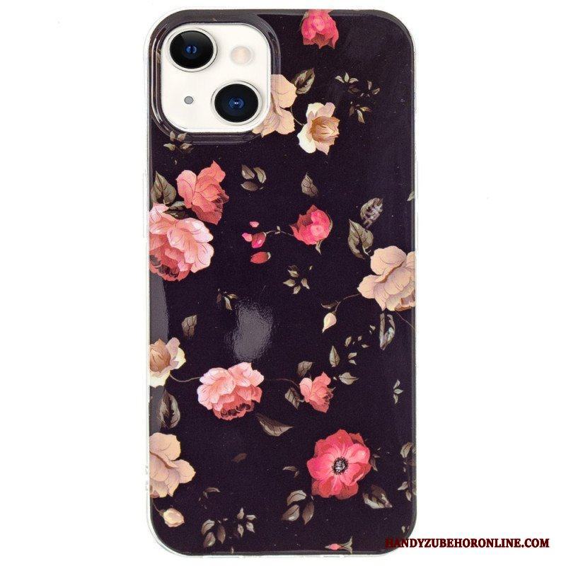 Mobilskal iPhone 15 Plus Fluorescerande Blommor
