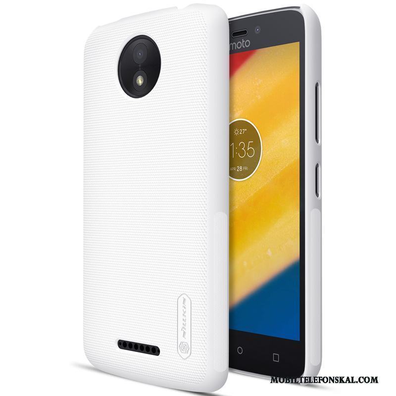 Moto C Plus Fodral Nubuck Mobil Telefon Skal Telefon Vit Guld Hård