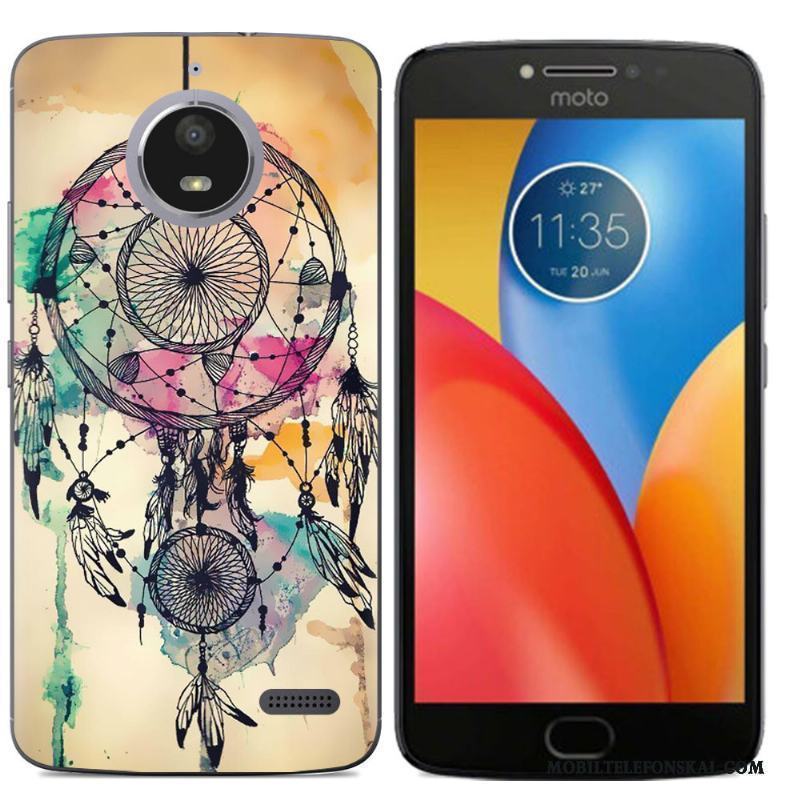 Moto E4 Tecknat Skal Telefon Silikon All Inclusive Mjuk Kreativa Purpur