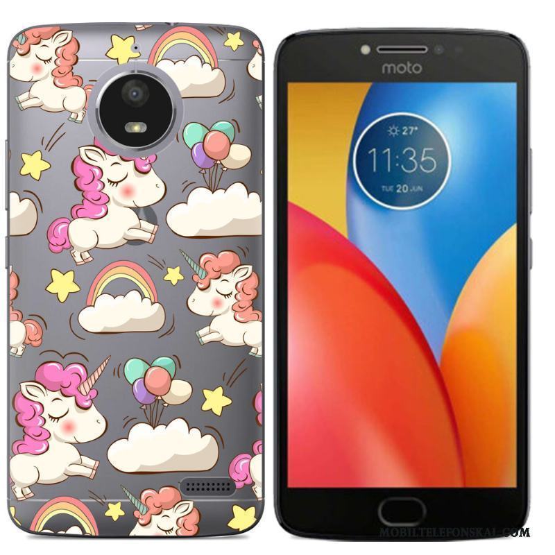 Moto E4 Tecknat Skal Telefon Silikon All Inclusive Mjuk Kreativa Purpur