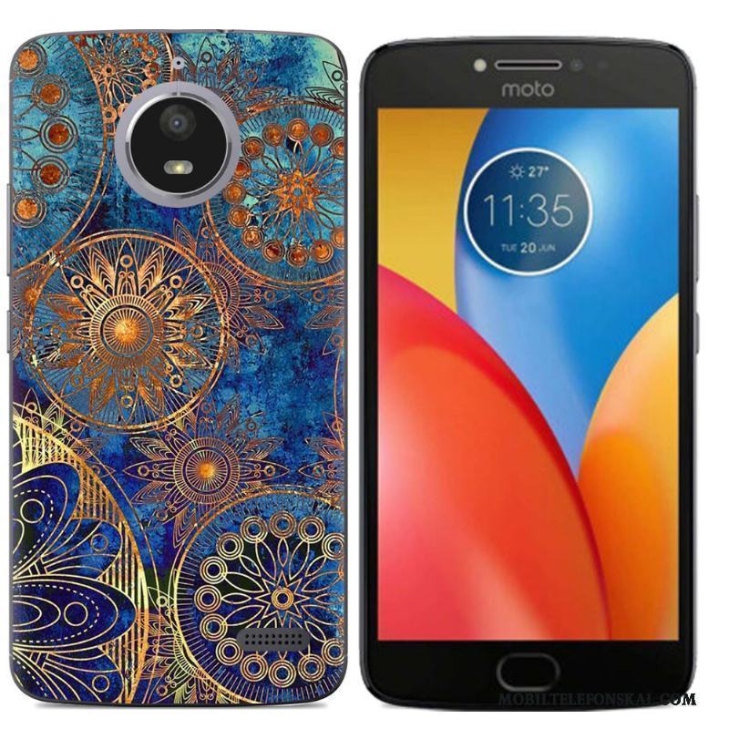 Moto E4 Tecknat Skal Telefon Silikon All Inclusive Mjuk Kreativa Purpur