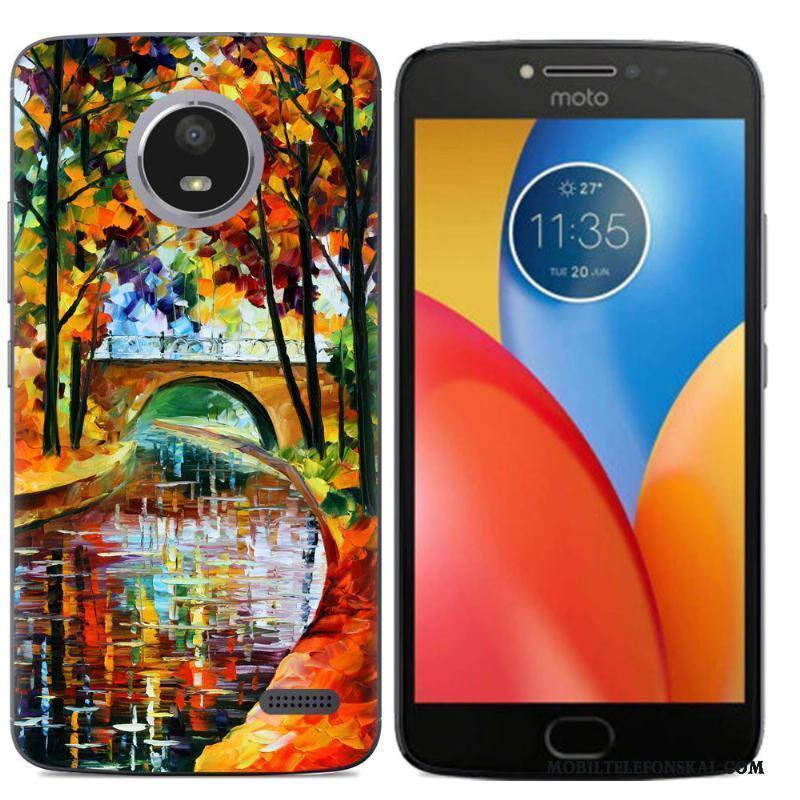 Moto E4 Tecknat Skal Telefon Silikon All Inclusive Mjuk Kreativa Purpur