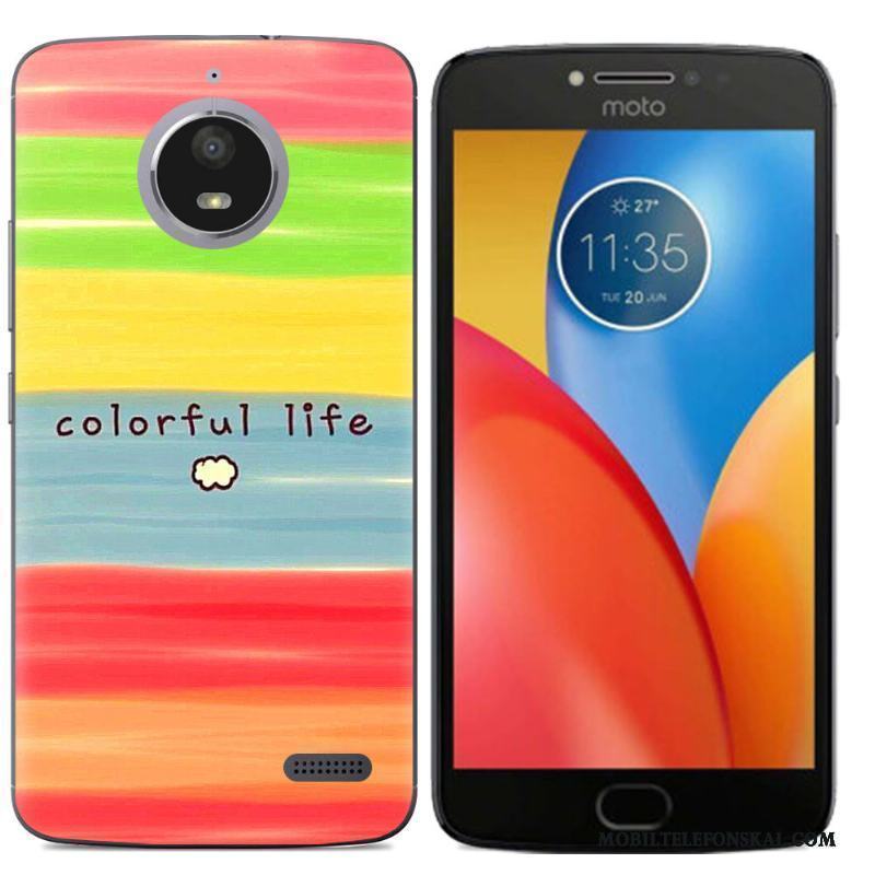 Moto E4 Tecknat Skal Telefon Silikon All Inclusive Mjuk Kreativa Purpur