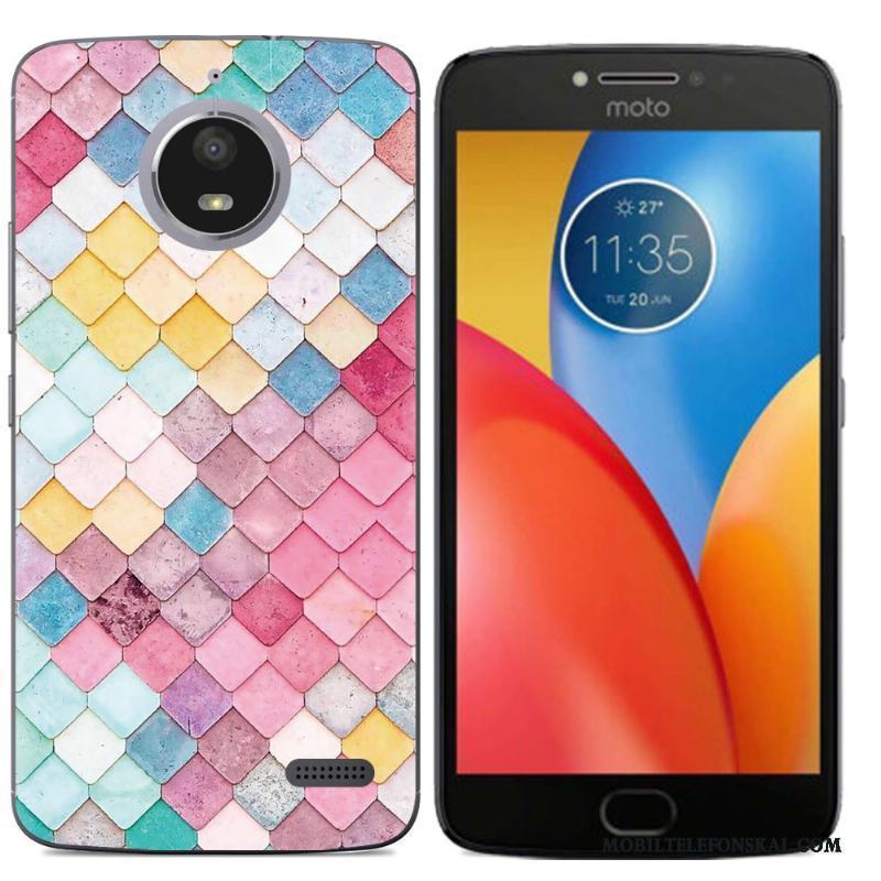 Moto E4 Tecknat Skal Telefon Silikon All Inclusive Mjuk Kreativa Purpur