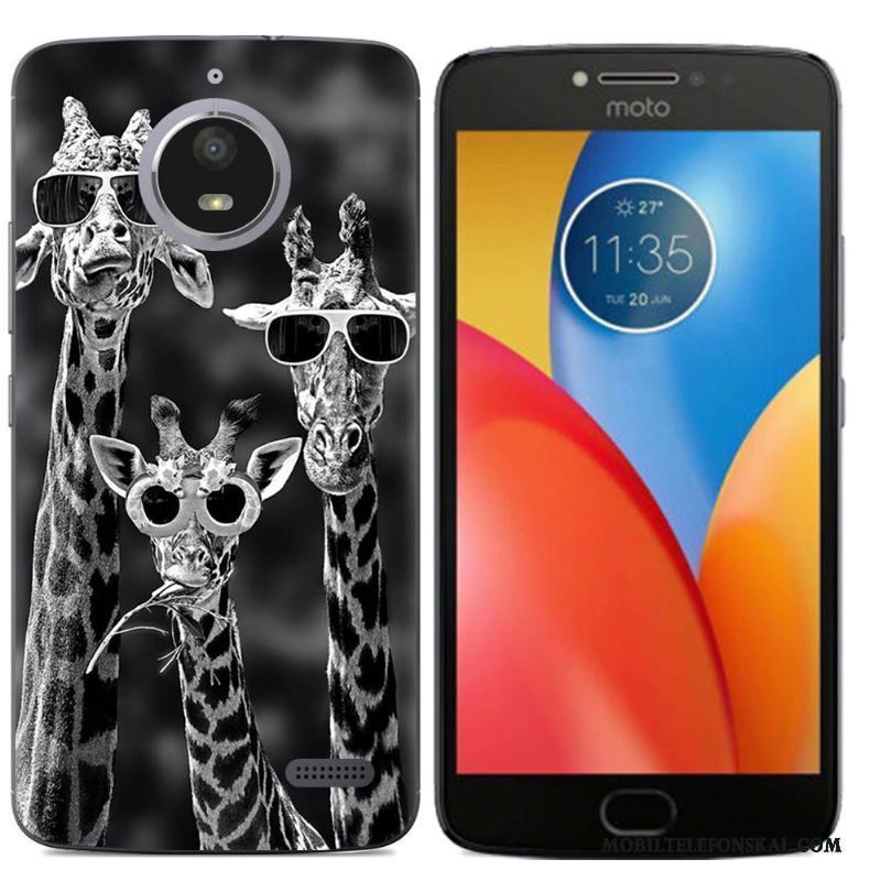 Moto E4 Tecknat Skal Telefon Silikon All Inclusive Mjuk Kreativa Purpur