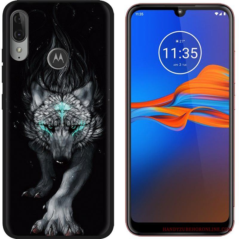 Moto E6 Plus Fodral Skal Telefon Bra Försäljning Svart Grön Duk Nubuck