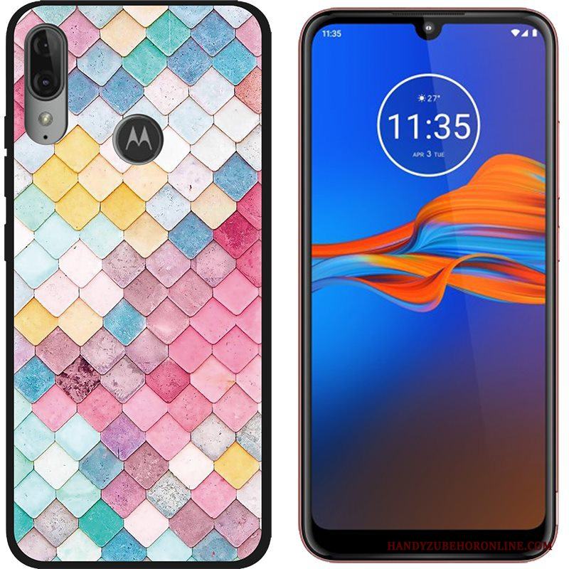 Moto E6 Plus Fodral Skal Telefon Bra Försäljning Svart Grön Duk Nubuck