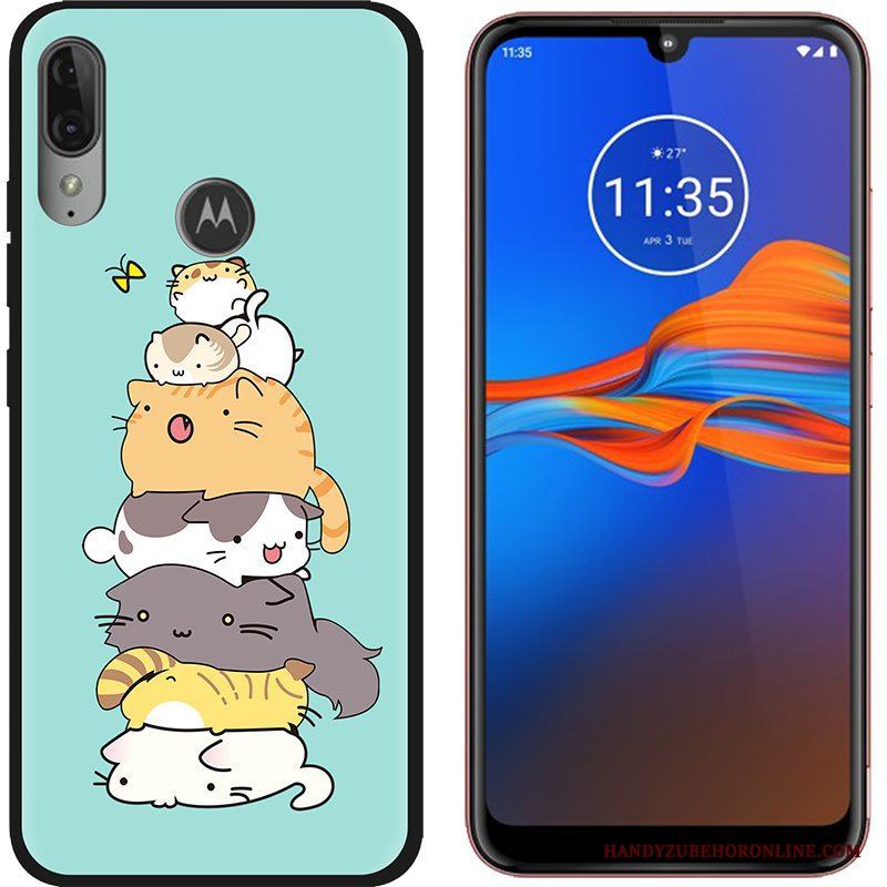 Moto E6 Plus Fodral Skal Telefon Bra Försäljning Svart Grön Duk Nubuck